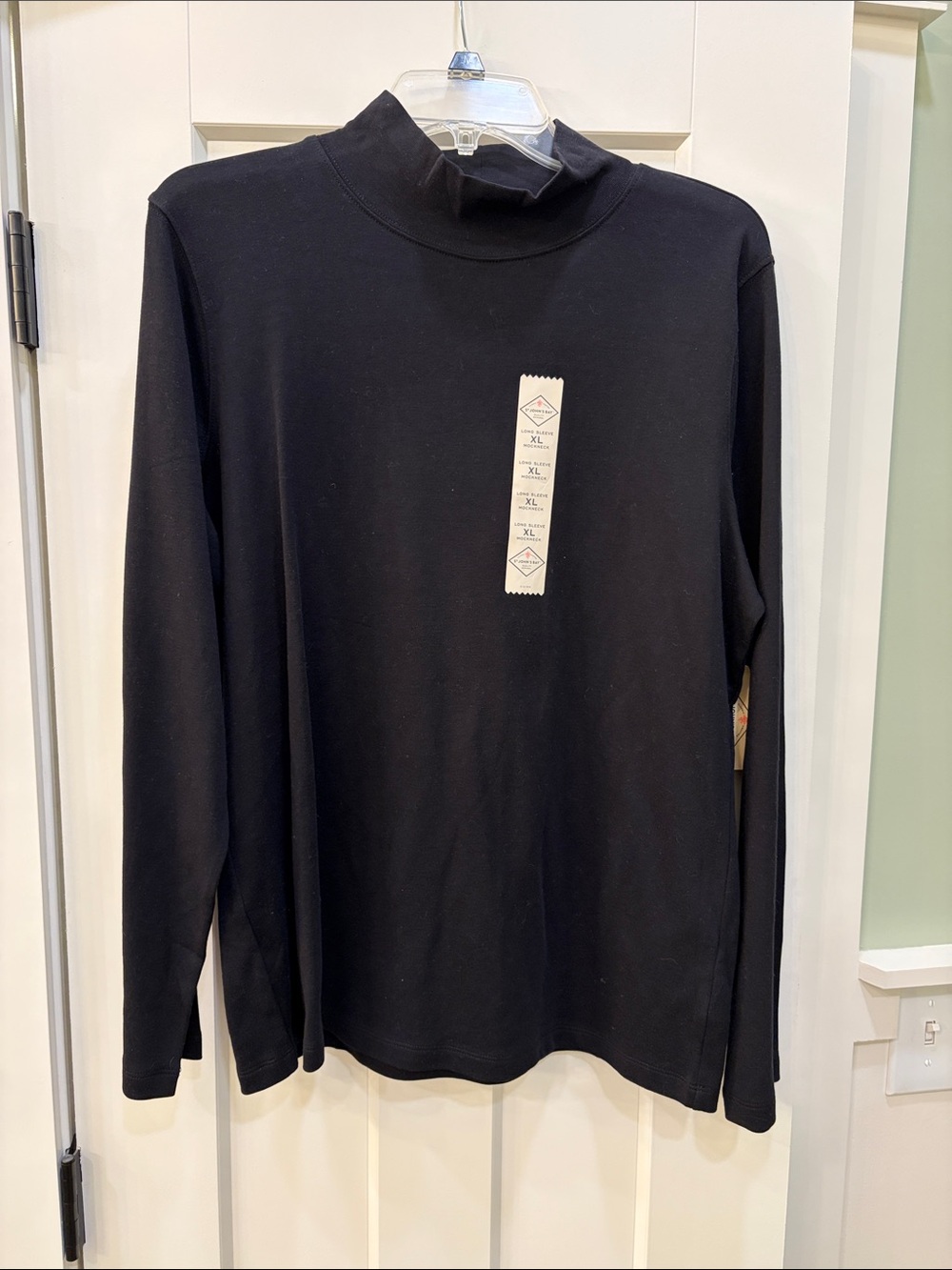 St. John's Bay Black Long Sleeve Mock Neck Shirt
